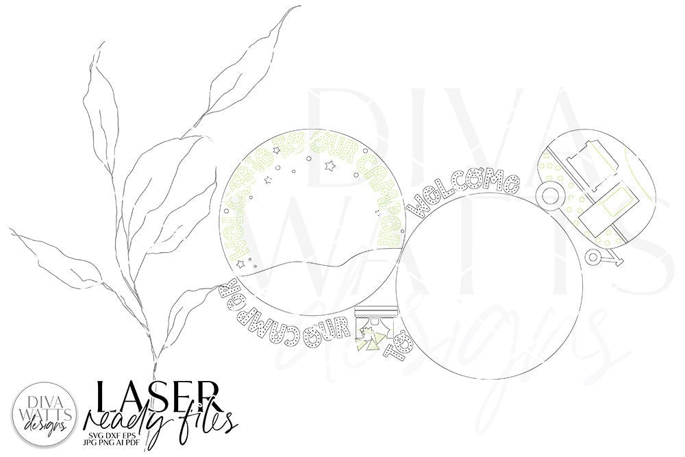 Welcome To Our Camper Laser SVG Camper SVG Retro Camper Door Hanger Door Hanger for Camper