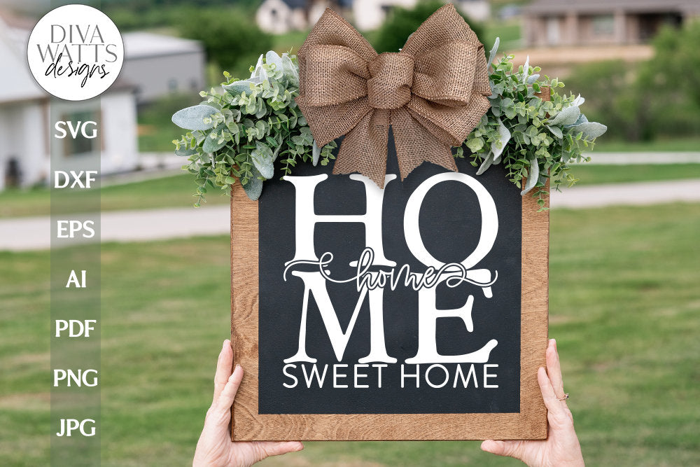 Home Sweet Home SVG | Square Door Hanger Design | Farmhouse Front Door Decor