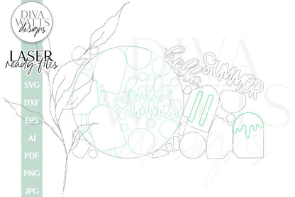 Hello Summer Glowforge Laser SVG | Popsicles Door Hanger Design