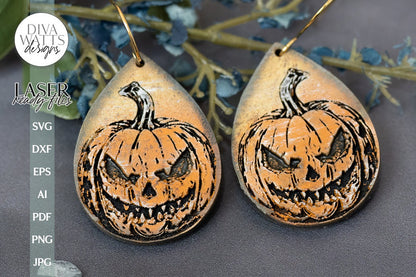 Jack-O-Lantern Glowforge Earrings Pumpkin Earrings for Halloween Jack O Lantern Earrings for Glowforge Pumpkin Earrings SVG