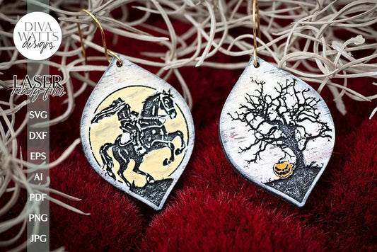 Sleepy Hollow Earrings SVG Headless Horseman Earrings Glowforge Earrings Sleepy Hollow Halloween Earrings For Laser