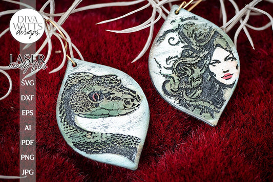 Medusa and Snake Earrings SVG Medusa Earrings Glowforge Earrings Medusa Halloween Earrings For Laser Snake Earrings For Laser Earrings SVG