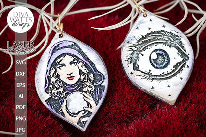 Fortune Teller Earrings SVG Psychic Earrings Glowforge Earrings Fortune Teller Halloween Earrings For Laser Crystal Ball Earrings For Laser
