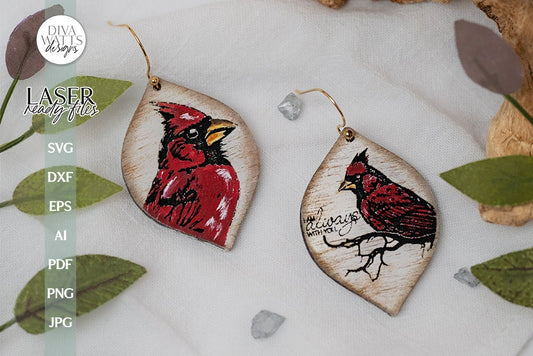 Red Cardinal Earrings SVG for Glowforge Earrings With Cardinal Laser Earrings I Am Always With You Cardinal SVG For Earrings For Glowforge