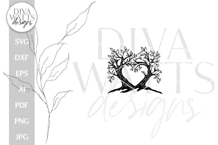 Tree With Heart SVG For Sign Silhouette Of Tree SVG For Family Tree sv ...