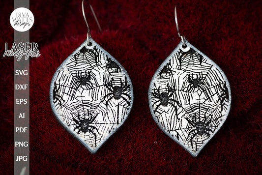 Spider Earrings SVG For Laser Earrings With Spiders for Halloween Earrings For Glowforge Raven Earrings SVG Halloween Spider Web svg Earring