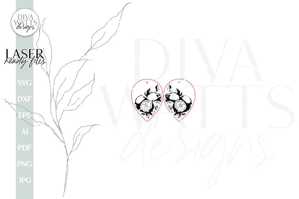 Lemon Earrings SVG For Laser Lemons Earrings For Glowforge Lemon Earrings For Laser Glowforge Earrings With Lemons Earrings SVG