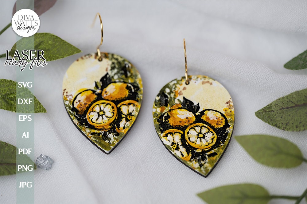 Lemon Earrings SVG For Laser Lemons Earrings For Glowforge Lemon Earrings For Laser Glowforge Earrings With Lemons Earrings SVG