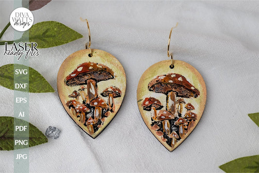 Mushroom Earrings SVG With Mushrooms For Glowforge Laser Earrings With Mushrooms SVG For Earrings For Glowforge Mushroom Earrings svg