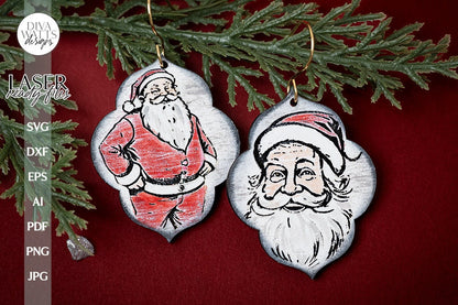 Santa Claus Earrings SVG For Laser Earrings With Santa Glowforge Earrings Christmas SVG Santa Earrings For Glowforge Santa Earrings svg