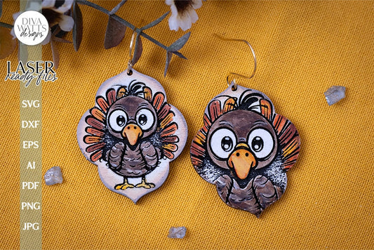 Turkey Earrings SVG For Laser Fall Earrings Cute Turkey Glowforge Earrings SVG For Laser Turkey Earrings SVG Autumn Earrings svg Fall Turkey