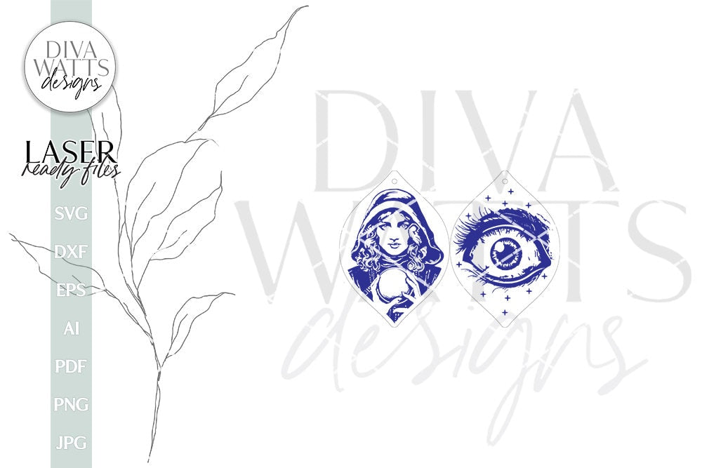 Fortune Teller Earrings SVG Psychic Earrings Glowforge Earrings Fortune Teller Halloween Earrings For Laser Crystal Ball Earrings For Laser