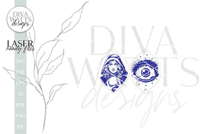 Fortune Teller Earrings SVG Psychic Earrings Glowforge Earrings Fortune Teller Halloween Earrings For Laser Crystal Ball Earrings For Laser