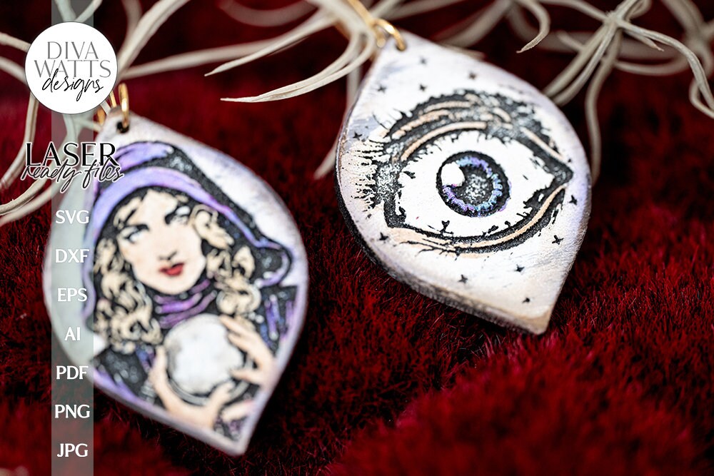 Fortune Teller Earrings SVG Psychic Earrings Glowforge Earrings Fortune Teller Halloween Earrings For Laser Crystal Ball Earrings For Laser