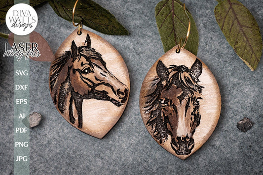 Horse Earrings Glowforge SVG Laser Cutting File For Horse Earrings Farm Earrings for Glowforge Cute Horse Earrings SVG Stallion Earrings SVG