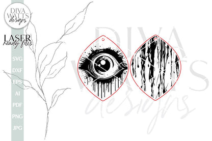 Fear Earrings SVG For Laser Earrings With Scary Eyeball for Halloween Earrings Glowforge Scared Eye Earrings SVG Halloween Earrings SVG