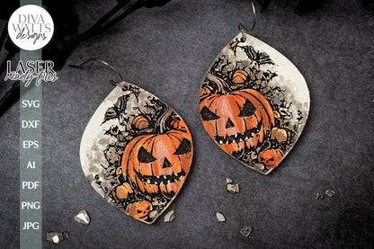 Jack-O-Lantern Earrings Pumpkin Earrings for Fall Pumpkin Earrings for Glowforge Jack-o-lantern Earrings SVG Autumn Pumpkin Earrings SVG