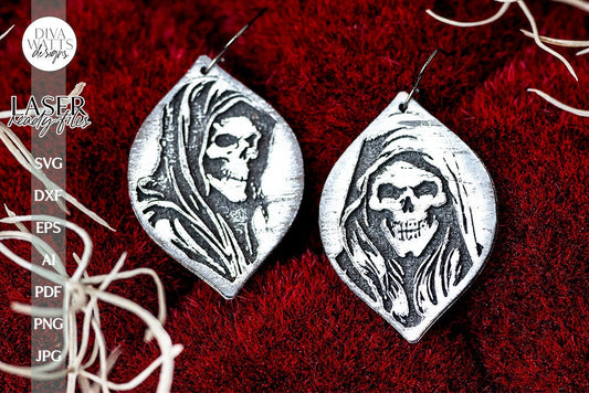 Grim Reaper Glowforge Earrings Grim Reaper Earrings for Halloween Grim Reaper Earrings for Laser Earrings for Halloween Reaper Earrings SVG