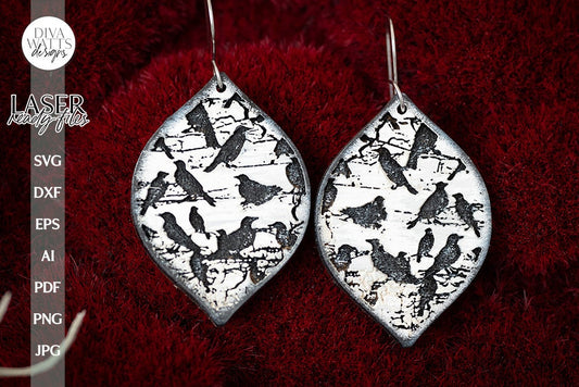 Raven Earrings SVG For Laser Earrings With Ravens for Halloween Earrings For Glowforge Raven Earrings SVG Halloween Ravens svg Earrings