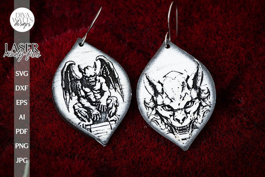 Gargoyle Earrings SVG For Laser Earrings With Gargoyles for Halloween Earrings For Glowforge Gargoyle Earrings SVG Halloween Earring SVG