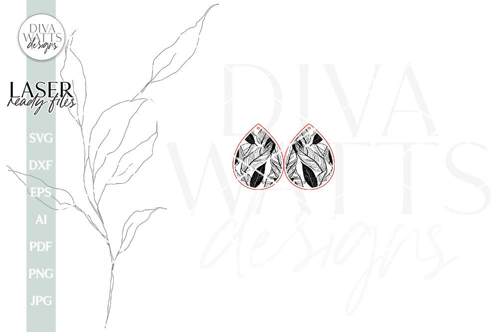 Boho Earrings SVG With Leaves For Glowforge Laser Earrings With Leaves Pattern SVG For Earrings For Glowforge Leaf Earrings svg