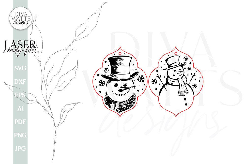 Snowman Earrings SVG For Laser Earrings With Snowman Glowforge Earrings Christmas SVG Winter Earrings For Glowforge Snowman SVG Earrings