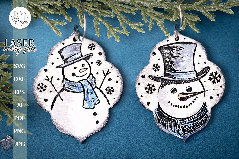 Snowman Earrings SVG For Laser Earrings With Snowman Glowforge Earrings Christmas SVG Winter Earrings For Glowforge Snowman SVG Earrings