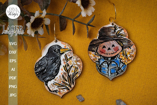 Scarecrow Earrings SVG For Laser Fall Earrings Crow Glowforge Earrings SVG For Laser Scarecrow Earrings SVG Autumn Earrings svg Fall Crow