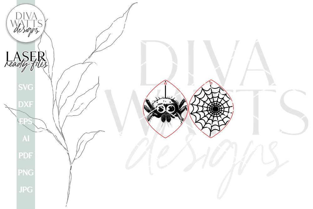 Spider And Web Earrings SVG For Laser Earrings With Spider for Halloween Earrings For Glowforge Spiderweb Earrings SVG Halloween Earring SVG