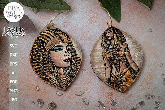 Cleopatra Earrings SVG For Laser Earrings With Cleopatra for Halloween Earrings For Glowforge Cleopatra Earrings SVG Halloween Earring SVG