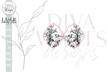 Pumpkin Earrings SVG For Laser Earrings With Fall Leaves for Halloween Earrings For Glowforge Fall Pumpkin Earrings SVG Fall Pumpkins