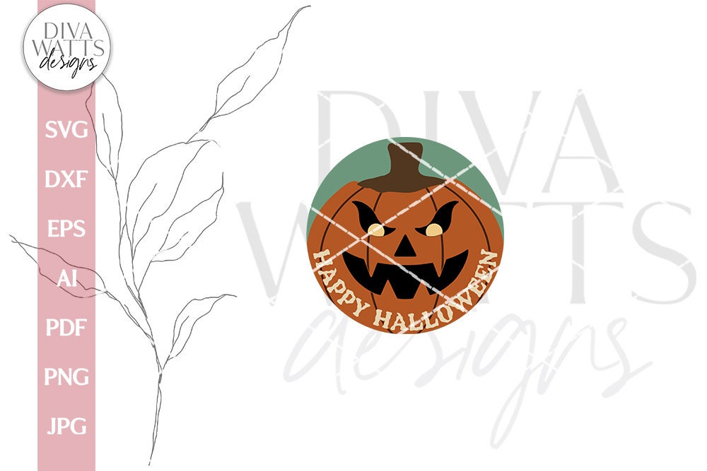 Happy Halloween SVG For Halloween Shirt With Scary Jack-O-Lantern Door Hanger For Halloween SVG With Pumpkin Face For Pumpkin Shirt SVG