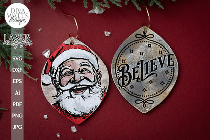 Santa Believe Earrings SVG For Laser Earrings With Santa Glowforge Earrings Christmas SVG Believe Earrings For Glowforge Santa Earrings svg