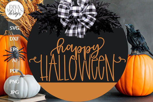 Happy Halloween SVG For Door Hanger Halloween SVG Simple Door Hanger Design For Halloween Sign Happy Halloween Cut File For Sign Halloween
