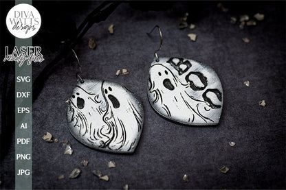 Boo Ghost Earrings SVG For Laser Earrings With Ghosts for Halloween Earrings For Glowforge Boo Earrings SVG Halloween Earring SVG With Ghost