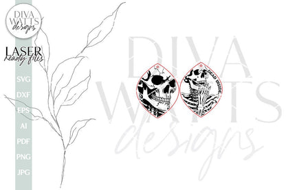 Skeleton Earrings SVG For Laser Earrings With Skeletons for Halloween Earrings For Glowforge Dead Inside Earrings SVG Halloween Earring SVG