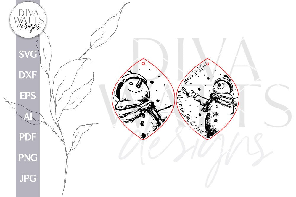 Let It Snow Earrings SVG For Laser Glowforge Snowman Earrings For Winter Snowman Earrings SVG Let It Snow Glowforge svg For Earrings Winter