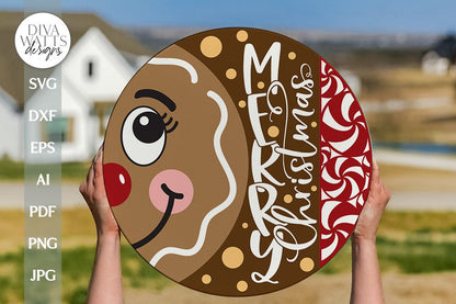 Merry Christmas SVG Christmas Door Hanger SVG Gingerbread Door Hanger svg Welcome Gingerbread svg Winter Sign SVG Cute Gingerbread svg