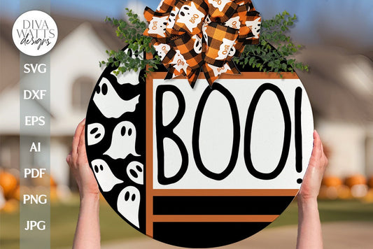 Boo SVG Halloween Door Hanger SVG Ghost SVG Ghost Sign svg Halloween Sign svg Halloween Welcome svg Ghost Welcome svg Ghost Door Wreath svg
