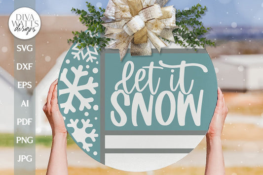 Let It Snow SVG Christmas Door Hanger SVG Winter Door Sign svg Snowflakes svg Snowflakes svg Welcome SVG For Winter Door Hanger svg Sign