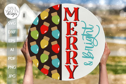 Merry And Bright SVG Christmas Door Hanger Welcome SVG Winter Merry & Bright svg Christmas Welcome SVG Merry And Bright Cut File Winter svg