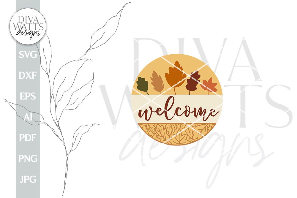 Fall Decpr Svg Welcome SVG Fall Door Hanger Fall Leaves SVG Autumn Door Hanger svg Au ...