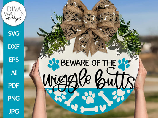 Beware Of The Wiggle Butts SVG Welcome SVG Dog SVG Wiggle Butts svg Welcome Door Hanger svg Dog Lover's svg Funny Dog svg Funny Dog Sign svg