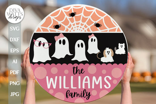 Family Ghost SVG Halloween Ghost Family SVG Halloween Door Hanger svg Halloween Sign svg Halloween Welcome SVG Cute Ghost svg Ghost Sign svg