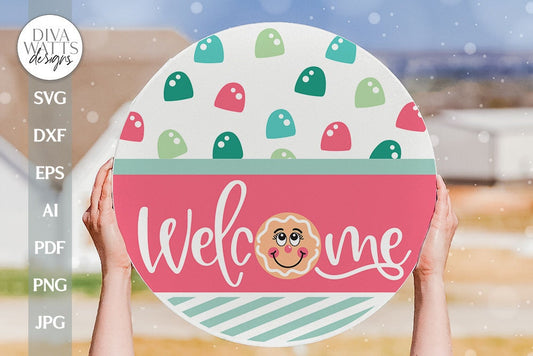 Welcome SVG Gingerbread Door Hanger SVG Christmas Door Hanger svg Christmas Gingerbread svg Gingerbread Man svg Cute Christmas svg Winter