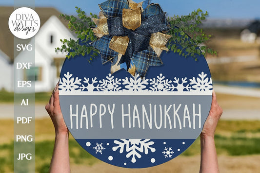 Happy Hanukkah SVG Winter SVG Welcome Winter SVG Hanukkah svg Door Hanger For Hanukkah Door Hanger svg Hanukkah Sign svg Winter Hanukkah svg