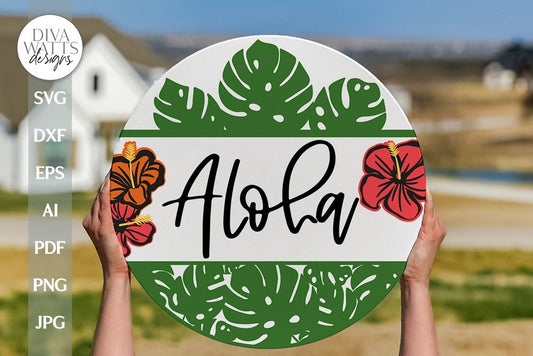 Aloha SVG Hawaiian Door Hanger svg Hawaiian Welcome svg Aloha Door Hanger svg Tropical Door Hanger svg Tropical SVG Aloha Sign svg Hawaii