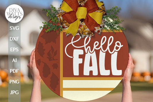 Hello Fall SVG Door Hanger For Fall SVG Autumn Door Hanger svg Fall Leaves SVG Boho Fall Door Hanger svg Fall Welcome svg Fall Hello svg