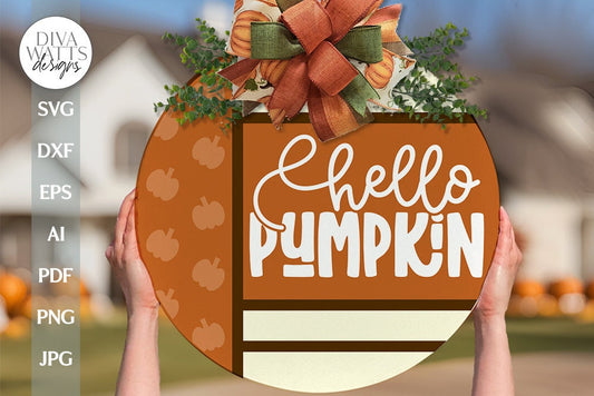 Hello Pumpkin SVG Fall Door Hanger SVG Fall Pumpkin svg Autumn Pumpkin svg Fall Door Sign svg Autumn Door Hanger SVG Pumpkin Sign Svg Fall