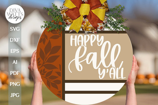 Happy Fall Y'all SVG Fall Door Hanger svg Fall Leaves svg Boho Door Hanger svg Fall Boho svg Boho Sign svg Fall Door Sign svg Fall Cut File